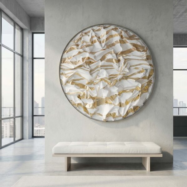 Runde Wandskulptur im Tondo-Stil von NONOS – inspiriert von Natur und Licht