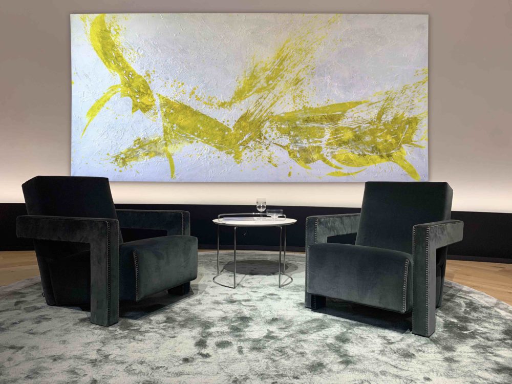 Franziska und Mercedes Welte_Leinwandbild_abstrakte Kunst_weiß, gelb_interior design | Nonos