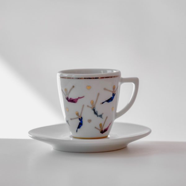 Espressotassen aus Porzellan_Blau, Gold | Nonos