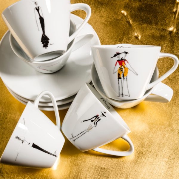 Espressotassen aus Porzellan_Blau, Gold | Nonos