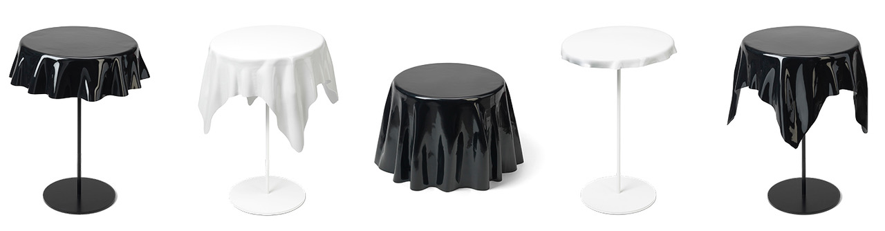 Mercedes und Franziska Welte_weiße und schwarze Tische aus Kuststoff_Designs | Nonos