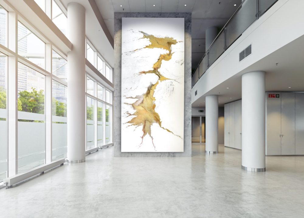 Mercedes und Franziska Welte_Leinwandbild_abstrakte Kunst_weiß, gold_interior design | Nonos