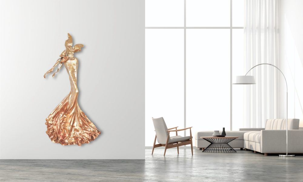 Mercedes und Franziska Welte_goldenes Kleid aus Karbon und Harz_carbon couture | Nonos