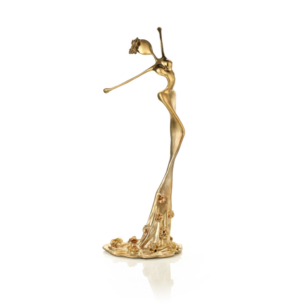 Mercedes und Franziska Welte_goldene, weibliche Bronzeskulptur_Linda_Interior Design | Nonos