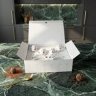 4er-Set Espresso-Tassen von NONOS, stilvolles Design-Set aus Porzellan mit vier Espressotassen und Untertassen, hochwertig verpackt, Design-Espressotassen für stilvolle Kaffeerituale.